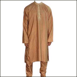 Click Here For Zoom View - Silk Kurta Pyjama  - Brown