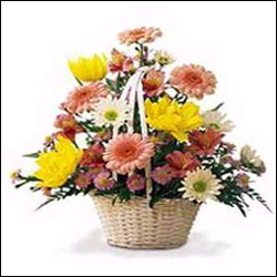 "Flower Basket with Mixed Roses - Click here to View more details about this Product