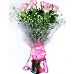 "Flower Basket with Gerberas, Roses and Fillers - Click here to View more details about this Product