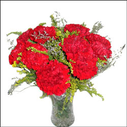 "10 Red Carnation in a  Crystal vase. - Click here to View more details about this Product