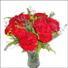 10 Red Carnation in a  Crystal vase.                                  