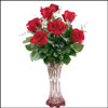 Vase with six long   stemmed Roses                                    