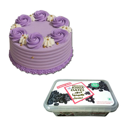 "Blue berry designer cake - 1kg, Kimia Dates 400Gms (1 pack) - Click here to View more details about this Product