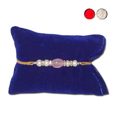 "Floral Pearl Rakhi - JPJUN-23-035-code-046(Single Rakhi) - Click here to View more details about this Product