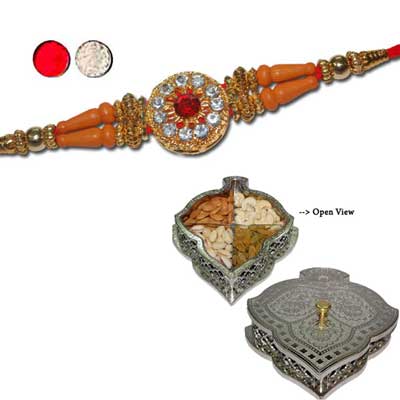 "Rakhi - FR- 8320 A (Single Rakhi), Mysore Dry Fruit Box -Code DFB4000 - Click here to View more details about this Product