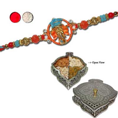 "Rakhi - FR- 8350 A (Single Rakhi),  Mysore Dry Fruit Box -Code DFB 4000 - Click here to View more details about this Product