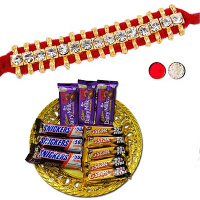 Rakhi - SR-9160 -432 (Single Rakhi), Choco Thali - RC07