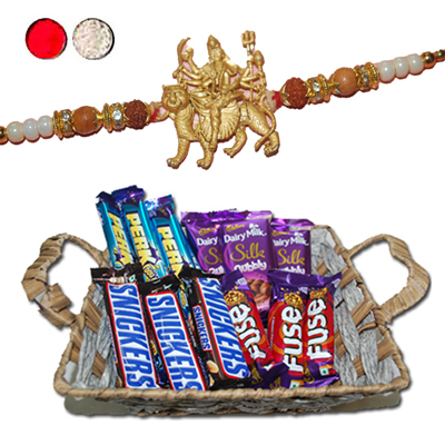 "Rakhi - ZR-5400 A (Single Rakhi), Choco Thali - Code RC04 - Click here to View more details about this Product