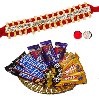 "Rakhi - SR-9160 -432 (Single Rakhi), Choco Thali - RC07 - Click here to View more details about this Product
