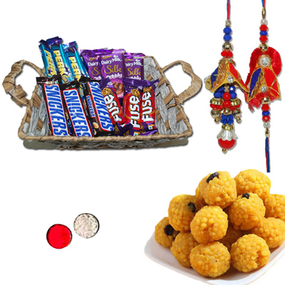 "Rakhi - ZR-5140 A (Single Rakhi) , Dryfruit Thali - code RD400 - Click here to View more details about this Product