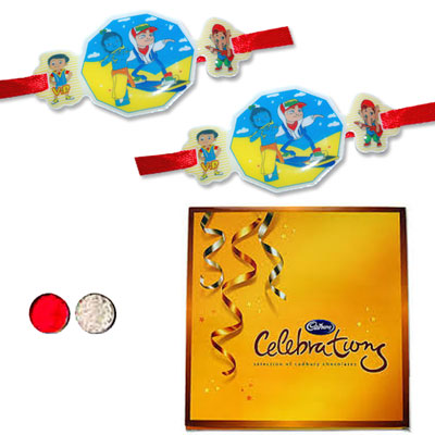 "Bal Gopal with Friends Kids Rakhi -KID-7240 -144 - (2 RAKHIS),with Cadburys Celebrations  box - Click here to View more details about this Product