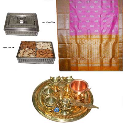 "Silver Lakshmi Idol, Fresh fruit Basket - Click here to View more details about this Product