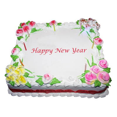 Delicious square shape vanilla flavor cake - 1kg - send New Year Cakes to  India, Hyderabad | Us2guntur