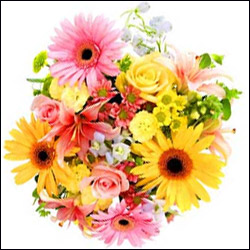 "Flower Arrangement with Yellow gerberas - Click here to View more details about this Product