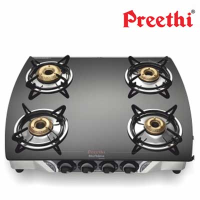 preethi glass top gas stove 2 burner