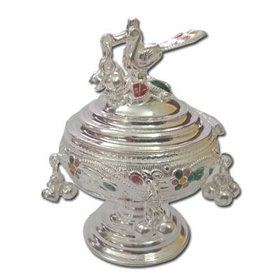 "Silver  Peacock Kumkum Bharina - 45gms - Click here to View more details about this Product
