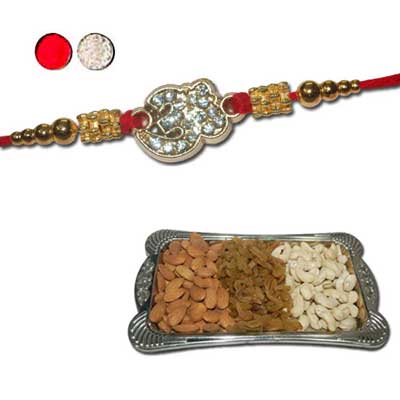 "Rakhi - FR- 8380 A (Single Rakhi), Dryfruit Thali - Code RD500 (ED) - Click here to View more details about this Product