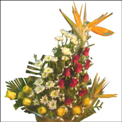 "Pineapple 3 step cake - (6kgs), 25 Mixed Roses flower bunch - Click here to View more details about this Product