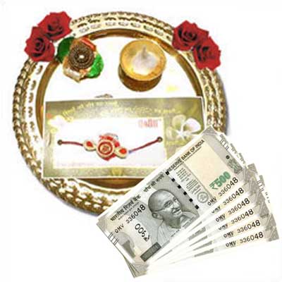 "Cash - Rs. 3,001 with Rakhi pooja thali - Click here to View more details about this Product