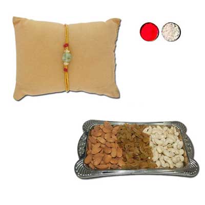 "Affinity Pearl Rakhi - JPJUN-23-053 (Single Rakhi), Dryfruit Thali - Code RD500 - Click here to View more details about this Product