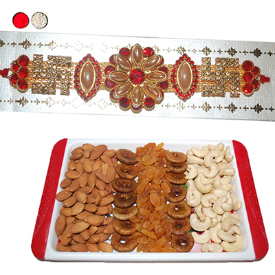 "Rakhi - SR-9240 A (Single Rakhi), Dryfruit Thali - RD1000 - Click here to View more details about this Product