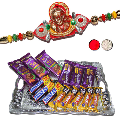 "Rakhi - FR-8210-160 (1 RAKHI), Choco Thali - RC10 - Click here to View more details about this Product