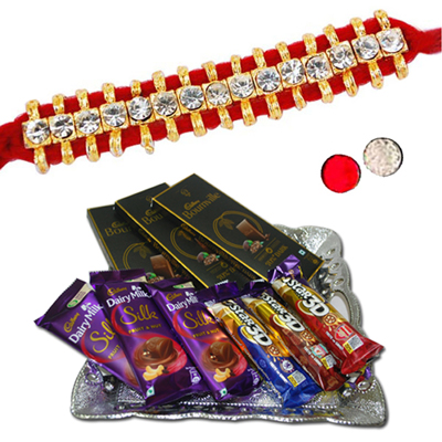 "Rakhi - SR-9160 -432(Single Rakhi), Choco Thali - RC02 - Click here to View more details about this Product