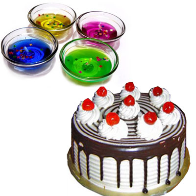 "Chocolate cake - 1kg, Glass Gel Candles - 4 pieces - Click here to View more details about this Product