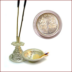 "Agarbatti Stand With  Coin (Silver) - Click here to View more details about this Product