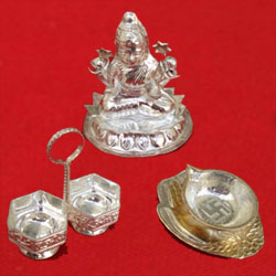 "Shri Lakshmi Silver Set - Click here to View more details about this Product