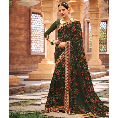 "Fancy Silk Saree Seymore Kesaria -11369 - Click here to View more details about this Product