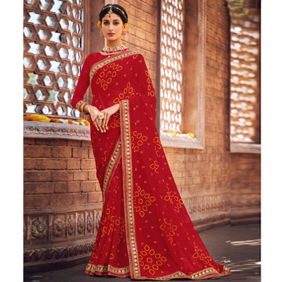 "Fancy Silk Saree Seymore Kesaria -11372 - Click here to View more details about this Product
