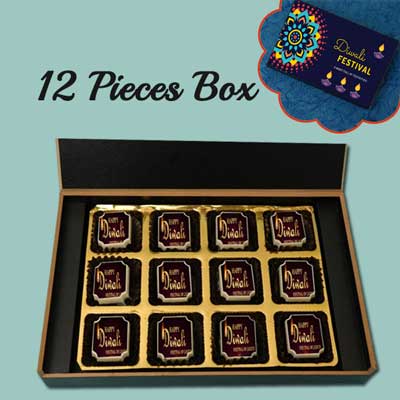 "Personalised chocolate Box (12pcs) - code PD01(Diwali) - Click here to View more details about this Product