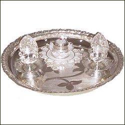 "A complete Silver  pooja set -total wt 205gms - Click here to View more details about this Product