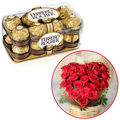 "Choco Thali, 12 Mixed Roses - Click here to View more details about this Product