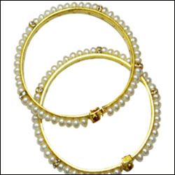 "NATURAL PEARL BANGLES - FLAT - Click here to View more details about this Product